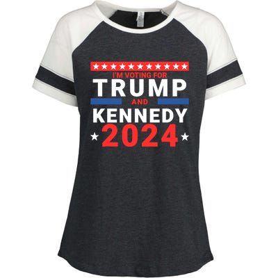 IM Voting For Trump And Kennedy 2024 Enza Ladies Jersey Colorblock Tee