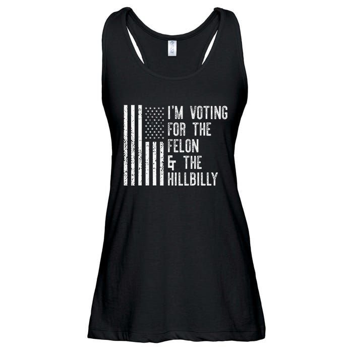 IM Voting For The Felon & The Hillbilly 2024 Pro Trump Meme Gift Ladies Essential Flowy Tank