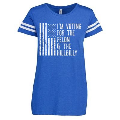 IM Voting For The Felon & The Hillbilly 2024 Pro Trump Meme Gift Enza Ladies Jersey Football T-Shirt