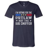 Im Voting For The Outlaw Not The Sniffer 2024 Messy Bun V-Neck T-Shirt