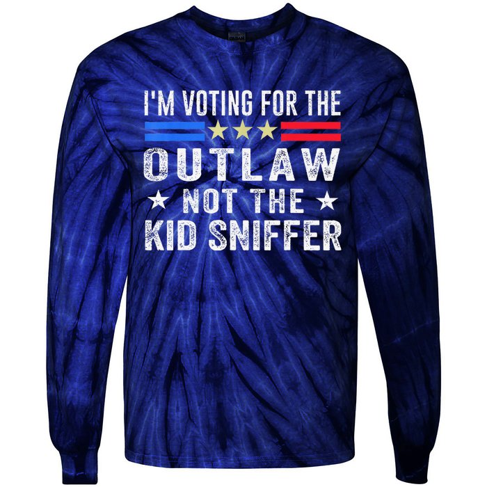 Im Voting For The Outlaw Not The Sniffer 2024 Messy Bun Tie-Dye Long Sleeve Shirt