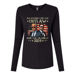 IM Voting For The Outlaw &The Hillbilly 2024 Pro Trump Meme Womens Cotton Relaxed Long Sleeve T-Shirt