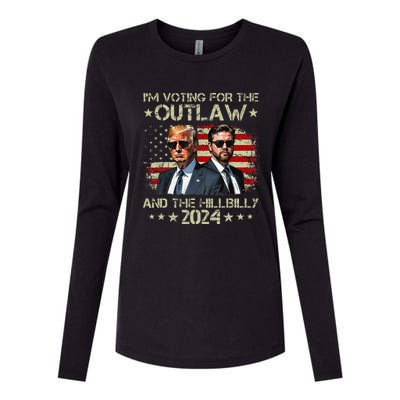 IM Voting For The Outlaw &The Hillbilly 2024 Pro Trump Meme Womens Cotton Relaxed Long Sleeve T-Shirt