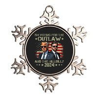 IM Voting For The Outlaw &The Hillbilly 2024 Pro Trump Meme Metallic Star Ornament