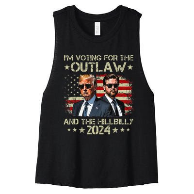 IM Voting For The Outlaw &The Hillbilly 2024 Pro Trump Meme Women's Racerback Cropped Tank