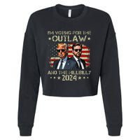 IM Voting For The Outlaw &The Hillbilly 2024 Pro Trump Meme Cropped Pullover Crew