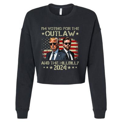 IM Voting For The Outlaw &The Hillbilly 2024 Pro Trump Meme Cropped Pullover Crew