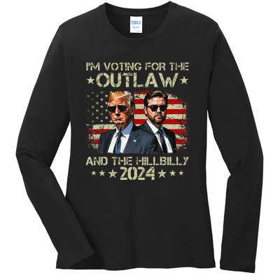 IM Voting For The Outlaw &The Hillbilly 2024 Pro Trump Meme Ladies Long Sleeve Shirt