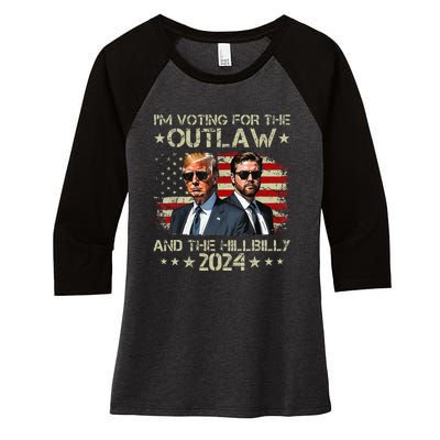 IM Voting For The Outlaw &The Hillbilly 2024 Pro Trump Meme Women's Tri-Blend 3/4-Sleeve Raglan Shirt