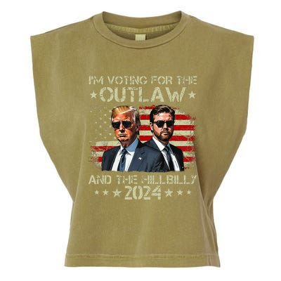 IM Voting For The Outlaw &The Hillbilly 2024 Pro Trump Meme Garment-Dyed Women's Muscle Tee