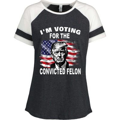 Im Voting For The Convicted Felon 2024 Funny Pro Trump Still Vote Trump Enza Ladies Jersey Colorblock Tee