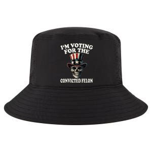 IM Voting For The Convicted Felon Skull Pro Trump Usa Flag Cool Comfort Performance Bucket Hat