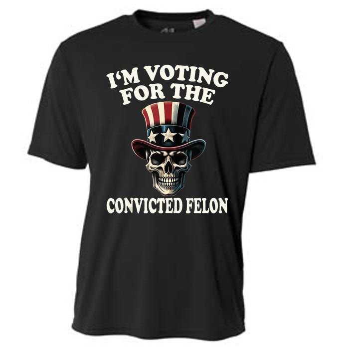 IM Voting For The Convicted Felon Skull Pro Trump Usa Flag Cooling Performance Crew T-Shirt