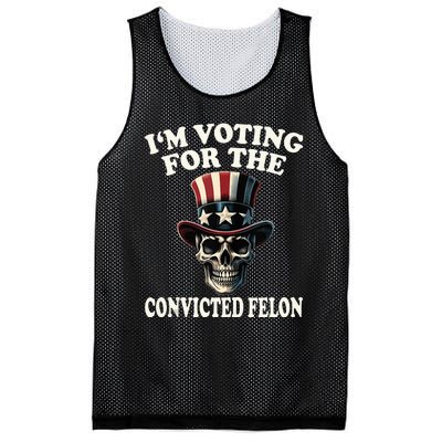 IM Voting For The Convicted Felon Skull Pro Trump Usa Flag Mesh Reversible Basketball Jersey Tank