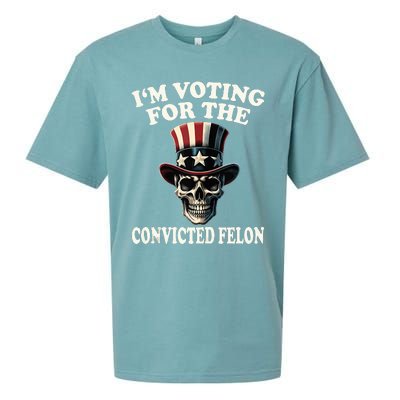 IM Voting For The Convicted Felon Skull Pro Trump Usa Flag Sueded Cloud Jersey T-Shirt