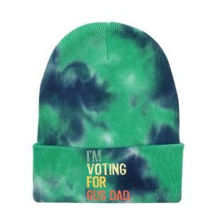 IM Voting For Gus Dad Vote Harris Walz 2024 Election Waltz Tie Dye 12in Knit Beanie