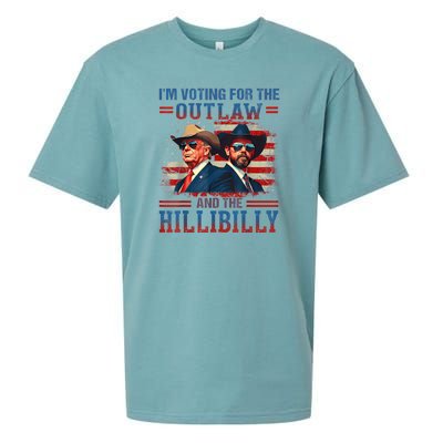 IM Voting For The Outlaw And The Hillbilly Trump Vance 2024 Sueded Cloud Jersey T-Shirt