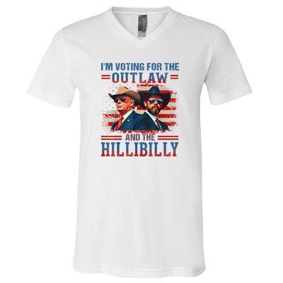 IM Voting For The Outlaw And The Hillbilly Trump Vance 2024 V-Neck T-Shirt