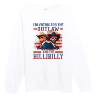 IM Voting For The Outlaw And The Hillbilly Trump Vance 2024 Premium Crewneck Sweatshirt