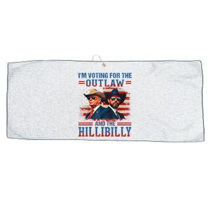 IM Voting For The Outlaw And The Hillbilly Trump Vance 2024 Large Microfiber Waffle Golf Towel