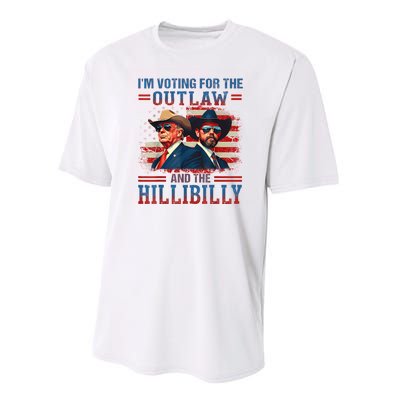 IM Voting For The Outlaw And The Hillbilly Trump Vance 2024 Performance Sprint T-Shirt