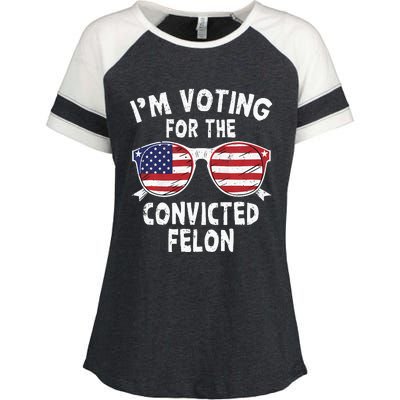 IM Voting For The Convicted Felon Pro Trump 2024 Enza Ladies Jersey Colorblock Tee