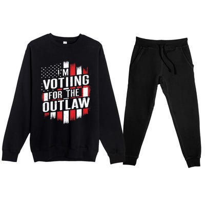 IM Voting For The Outlaw Wanted For President Premium Crewneck Sweatsuit Set