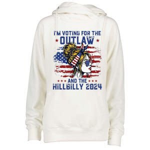 Im Voting For The Outlaw And The Hillbilly 2024 Us Flag Womens Funnel Neck Pullover Hood