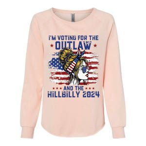 Im Voting For The Outlaw And The Hillbilly 2024 Us Flag Womens California Wash Sweatshirt