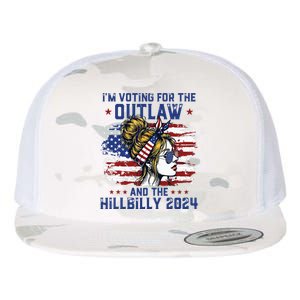 Im Voting For The Outlaw And The Hillbilly 2024 Us Flag Flat Bill Trucker Hat