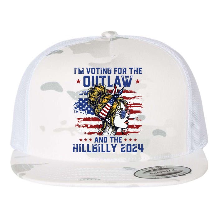 Im Voting For The Outlaw And The Hillbilly 2024 Us Flag Flat Bill Trucker Hat