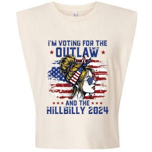 Im Voting For The Outlaw And The Hillbilly 2024 Us Flag Garment-Dyed Women's Muscle Tee