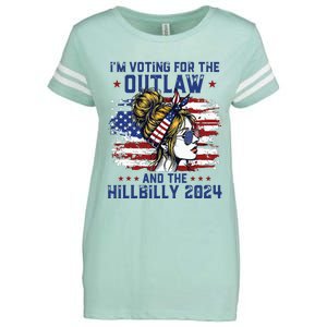 Im Voting For The Outlaw And The Hillbilly 2024 Us Flag Enza Ladies Jersey Football T-Shirt