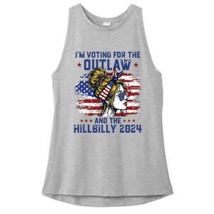 Im Voting For The Outlaw And The Hillbilly 2024 Us Flag Ladies PosiCharge Tri-Blend Wicking Tank