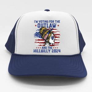 Im Voting For The Outlaw And The Hillbilly 2024 Us Flag Trucker Hat