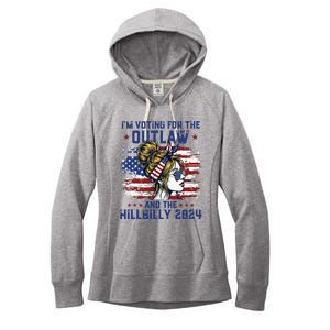 Im Voting For The Outlaw And The Hillbilly 2024 Us Flag Women's Fleece Hoodie