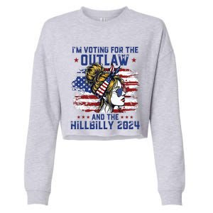 Im Voting For The Outlaw And The Hillbilly 2024 Us Flag Cropped Pullover Crew