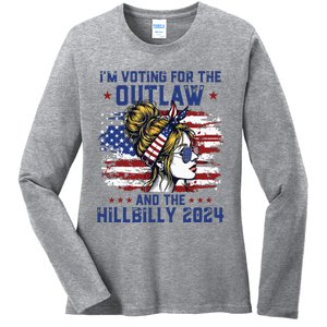 Im Voting For The Outlaw And The Hillbilly 2024 Us Flag Ladies Long Sleeve Shirt