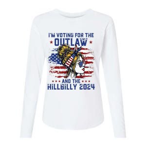 Im Voting For The Outlaw And The Hillbilly 2024 Us Flag Womens Cotton Relaxed Long Sleeve T-Shirt