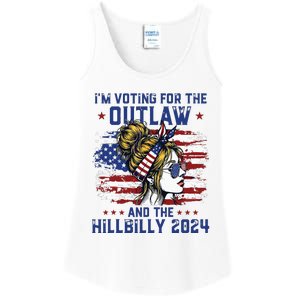 Im Voting For The Outlaw And The Hillbilly 2024 Us Flag Ladies Essential Tank