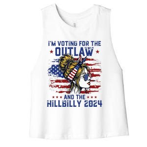 Im Voting For The Outlaw And The Hillbilly 2024 Us Flag Women's Racerback Cropped Tank