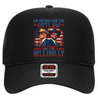 IM Voting For The Outlaw And The Hillbilly Trump Vance 2024 High Crown Mesh Back Trucker Hat