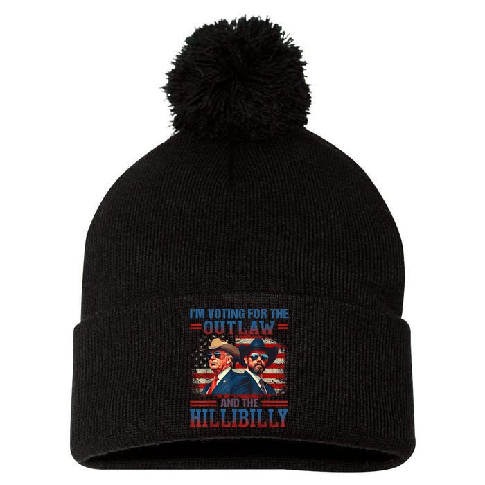 IM Voting For The Outlaw And The Hillbilly Trump Vance 2024 Pom Pom 12in Knit Beanie