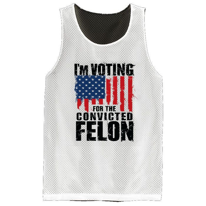 Im Voting For The Convicted Felon America Flag Design Mesh Reversible Basketball Jersey Tank