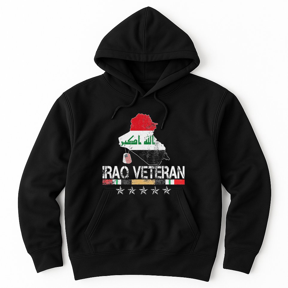 Iraq Veteran Iraq War Service Distressed Patriotic Hoodie