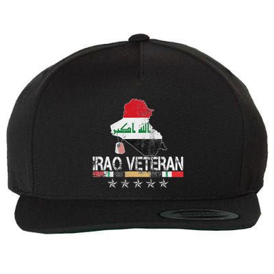 Iraq Veteran Iraq War Service Distressed Patriotic Wool Snapback Cap