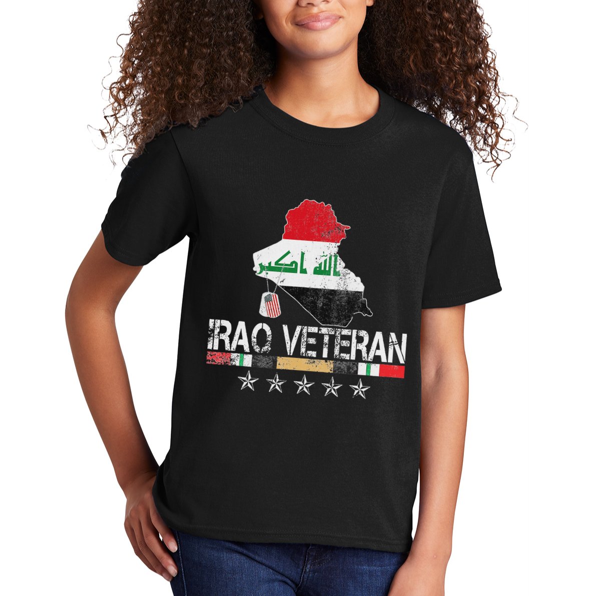 Iraq Veteran Iraq War Service Distressed Patriotic Kids T-Shirt