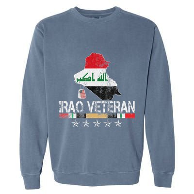 Iraq Veteran Iraq War Service Distressed Patriotic Garment-Dyed Sweatshirt