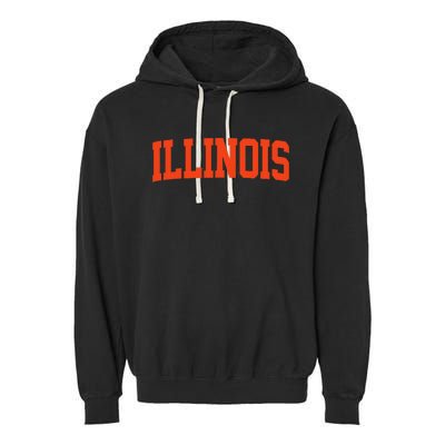 Illinois Vintage Illinois Orange Blue Throwback Il Garment-Dyed Fleece Hoodie