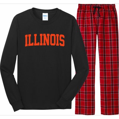 Illinois Vintage Illinois Orange Blue Throwback Il Long Sleeve Pajama Set